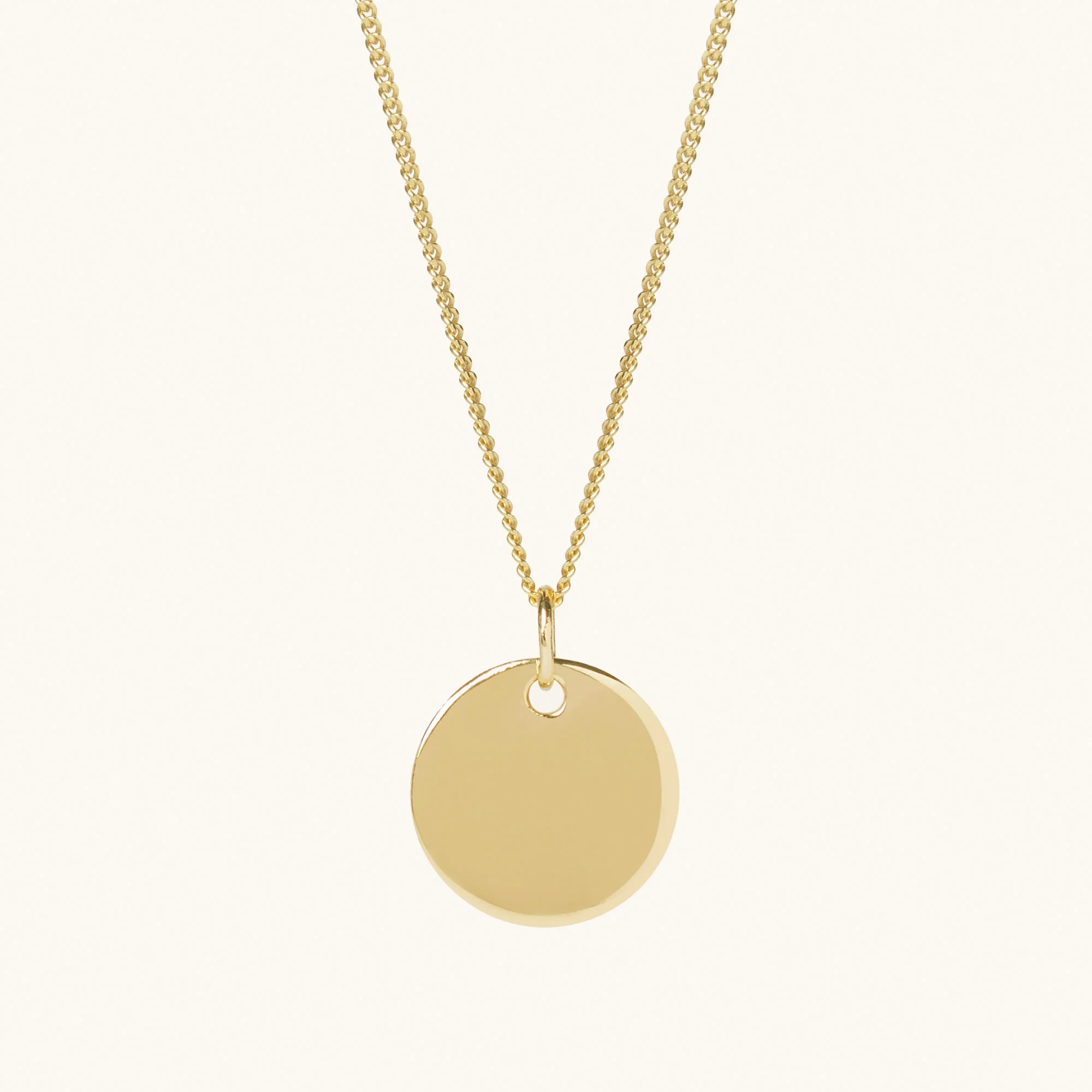 Engraveable Round Necklace Gold