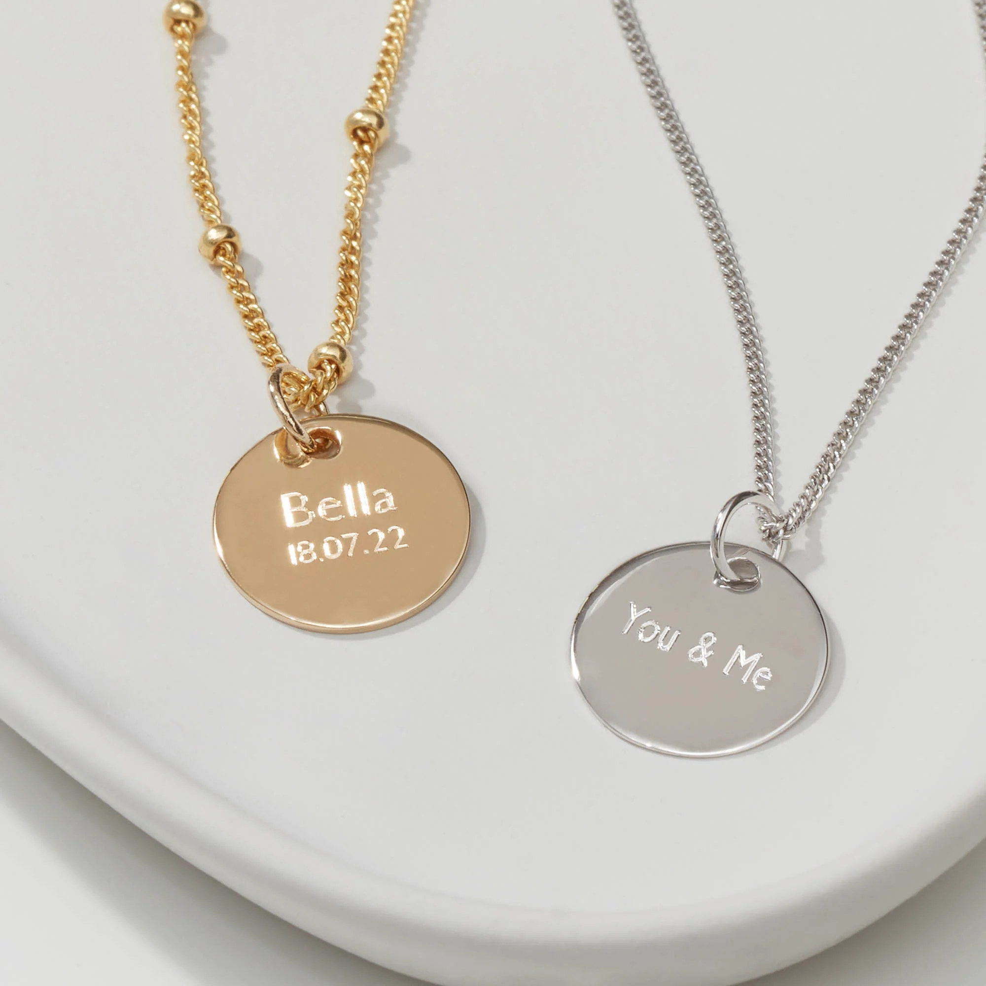 Engraveable Round Necklace Silver - Image 5