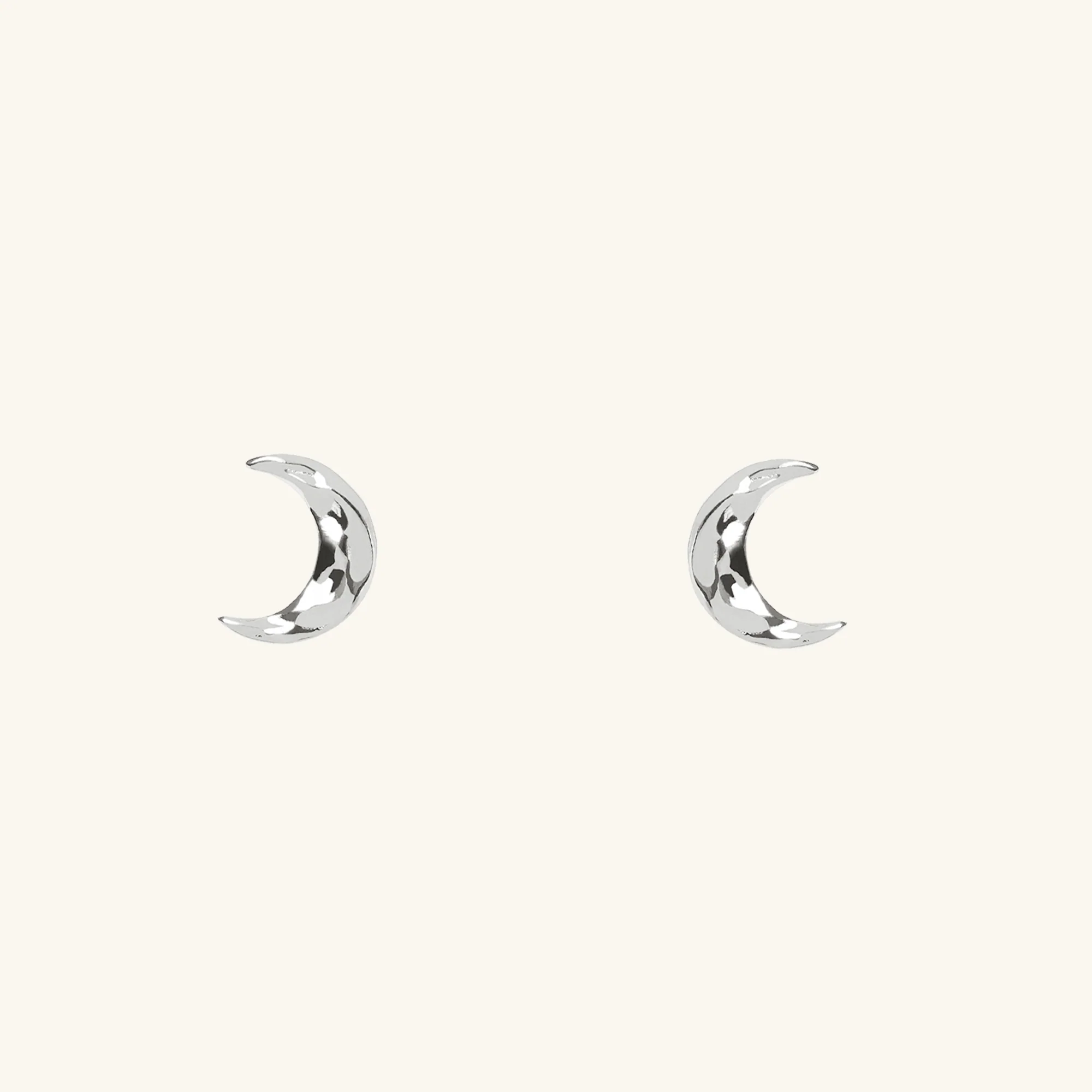 Moon Stud Earrings Silver