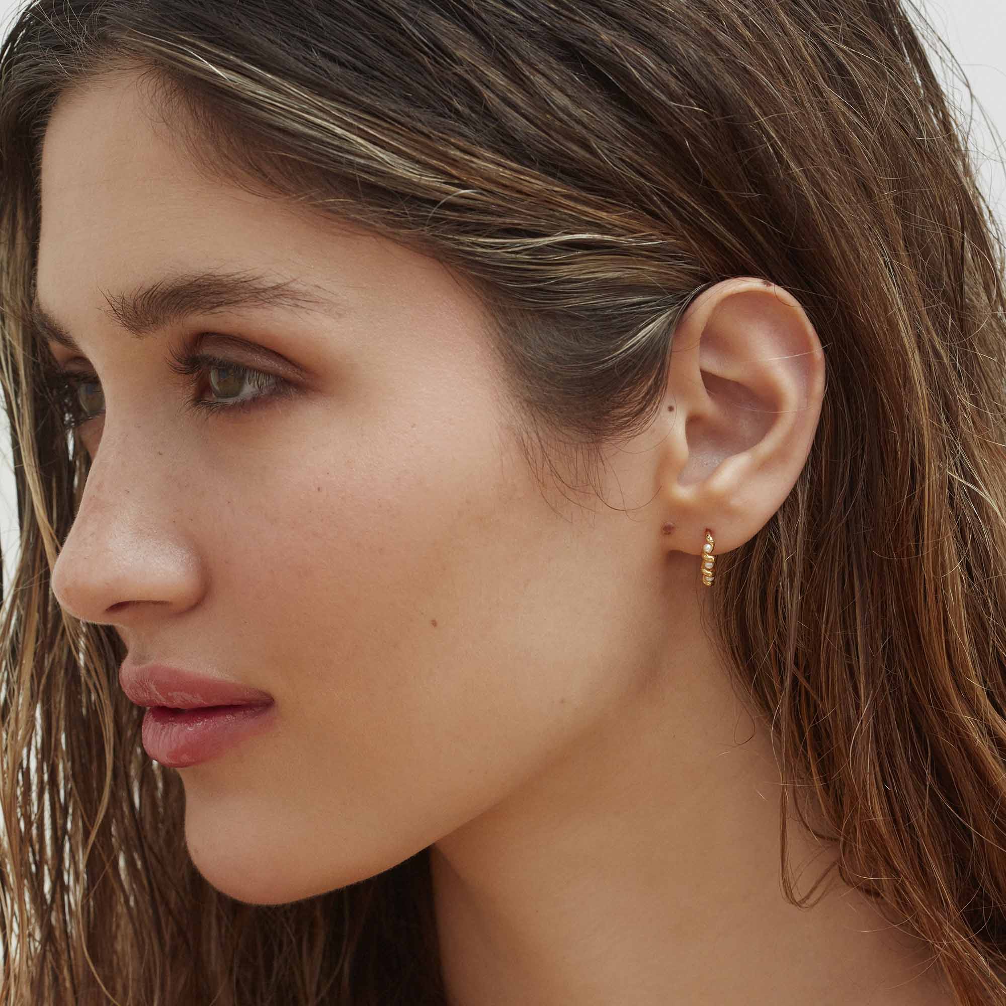 Gaia Pearl Hoops Gold - Image 4