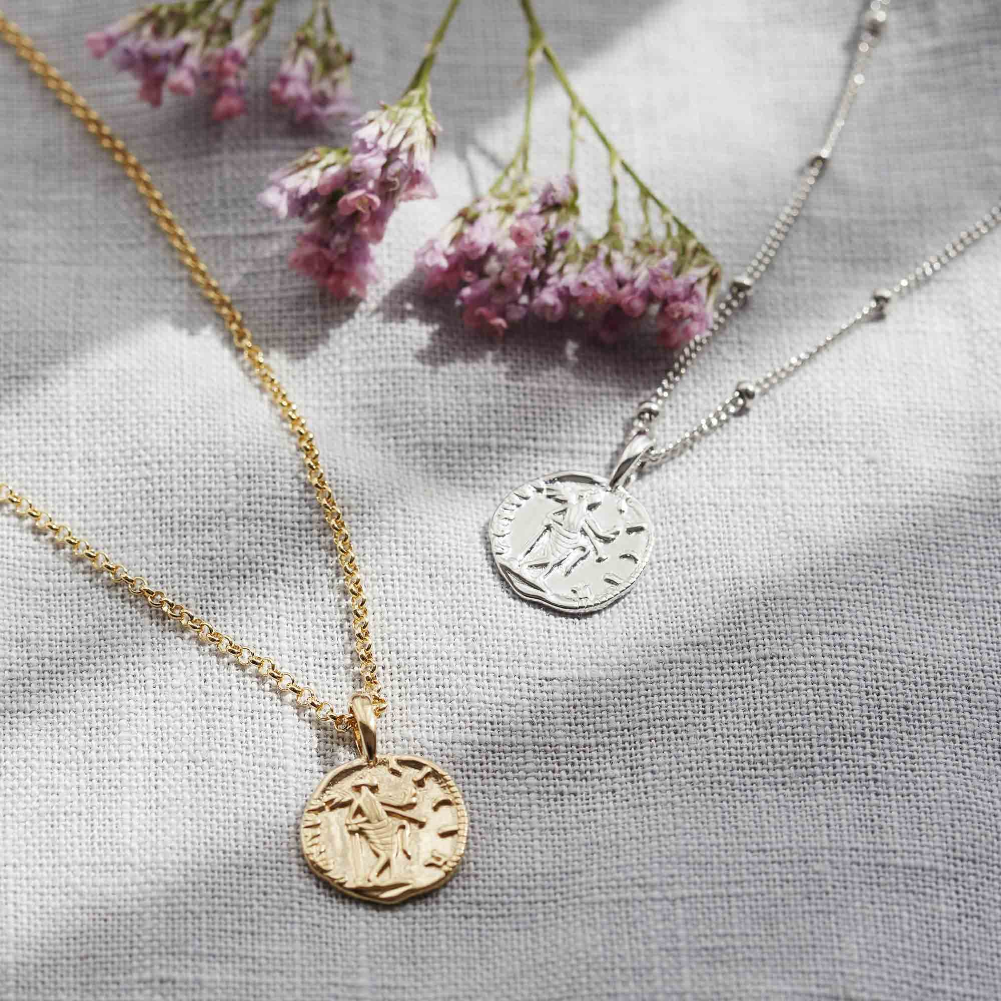 Gold Venus Coin Necklace With Bead Chain - Image 4
