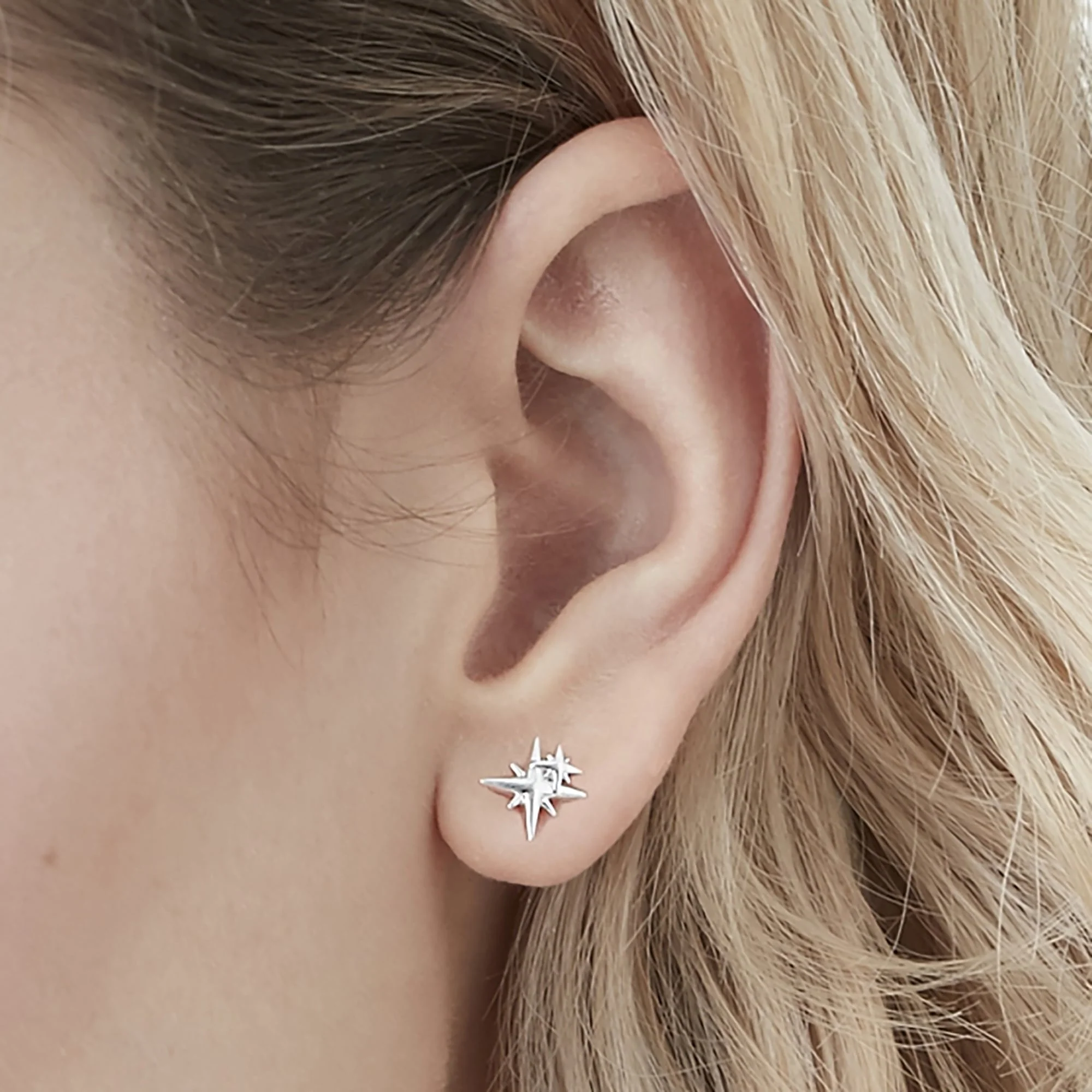 Mother and Child Stud Earrings Silver - Image 3