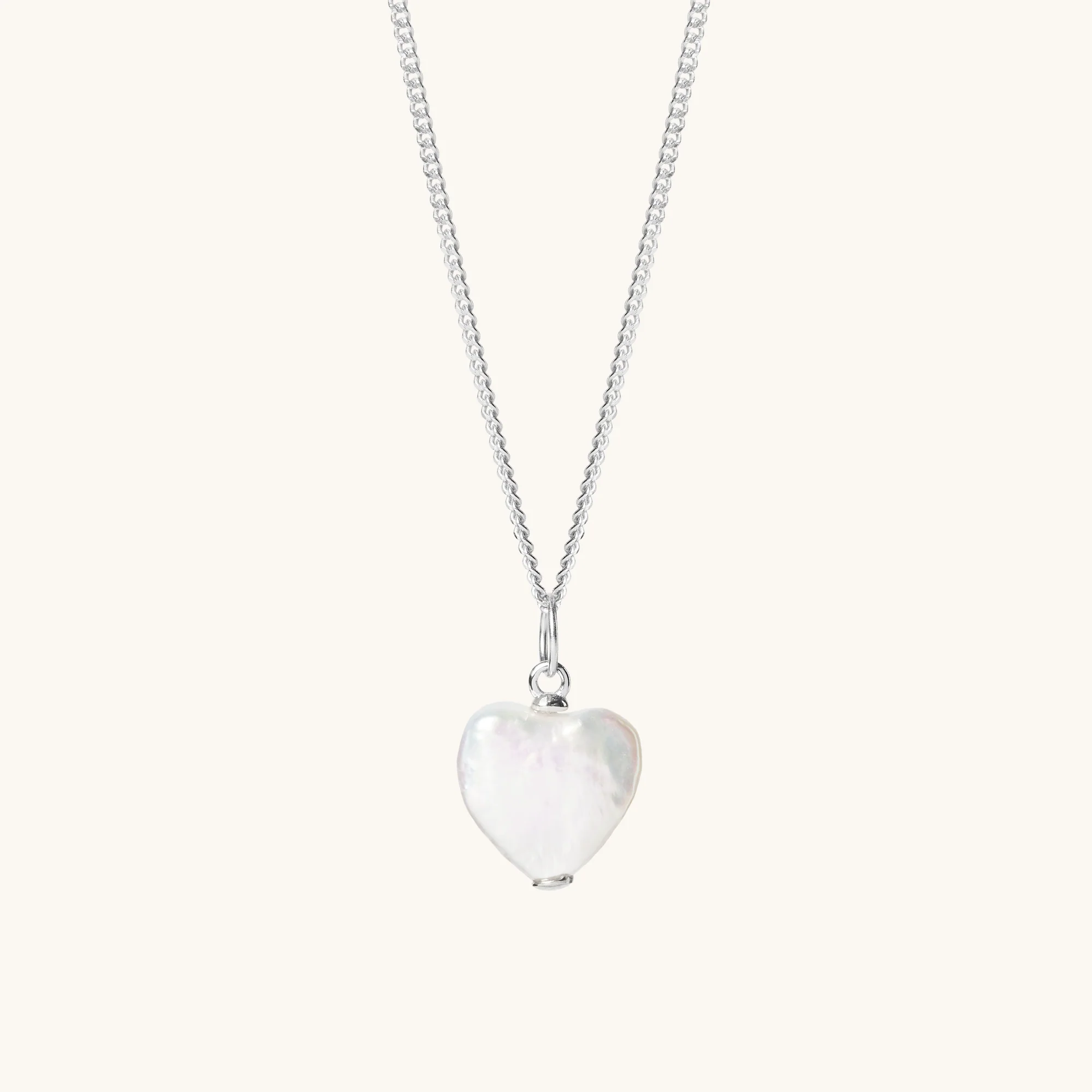 Pearl Heart Necklace Silver