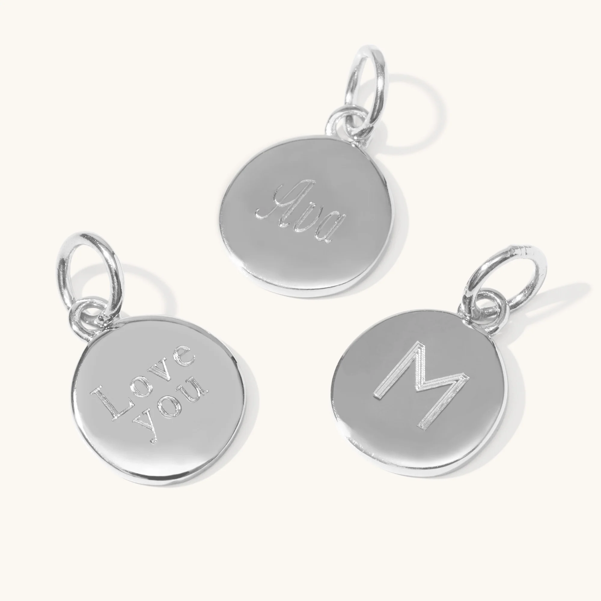 Personalised Disc & Letter Necklace Silver - Image 5