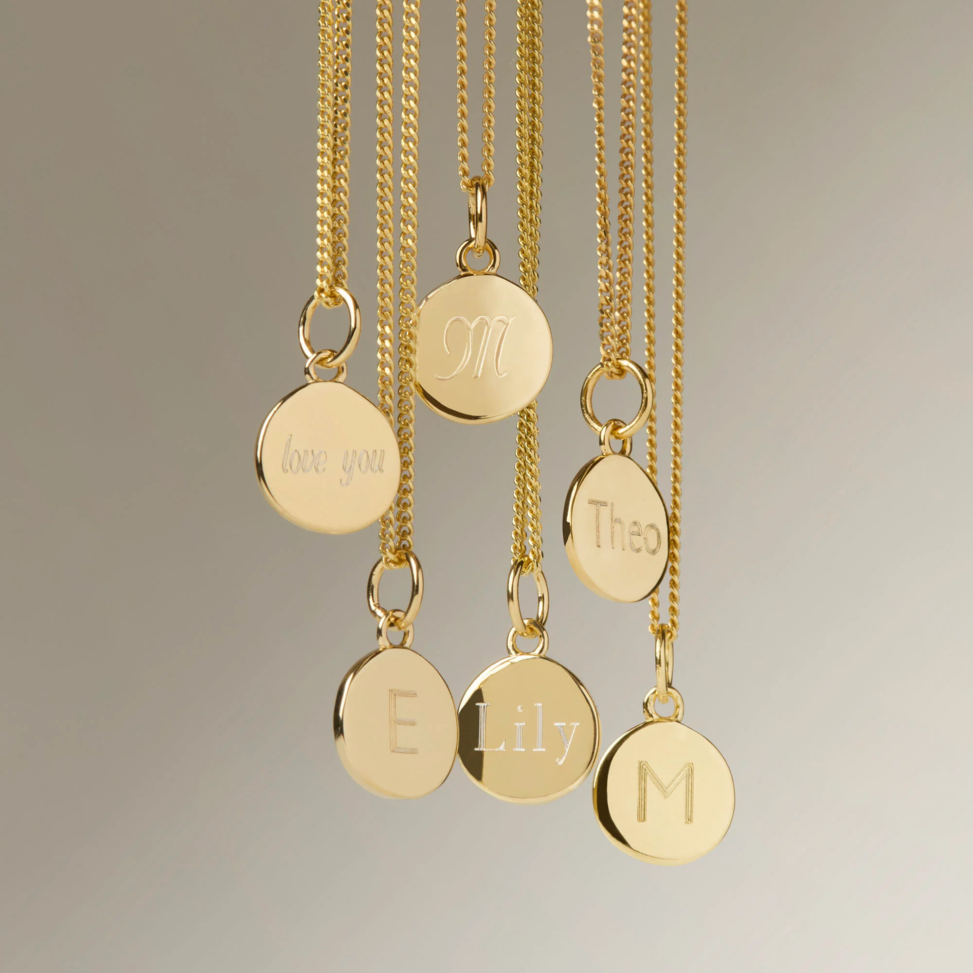 Initial Disc Necklace in Silver With Curb Chain - Image 4