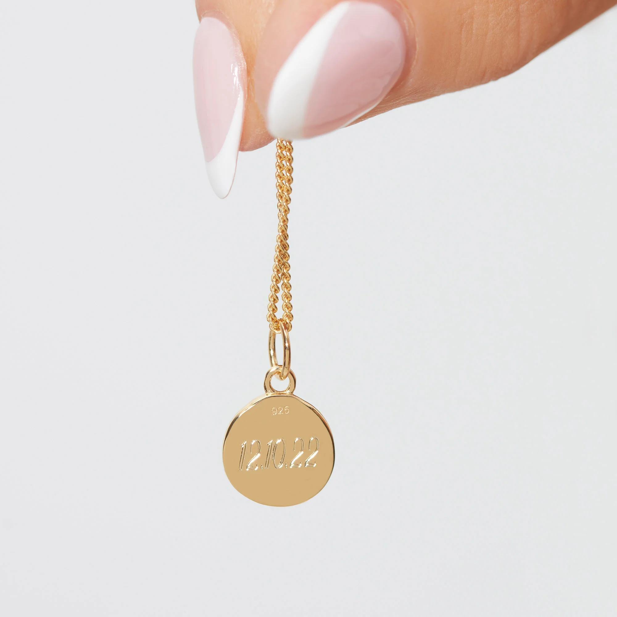 Initial Disc Necklace in Silver With Curb Chain - Image 7