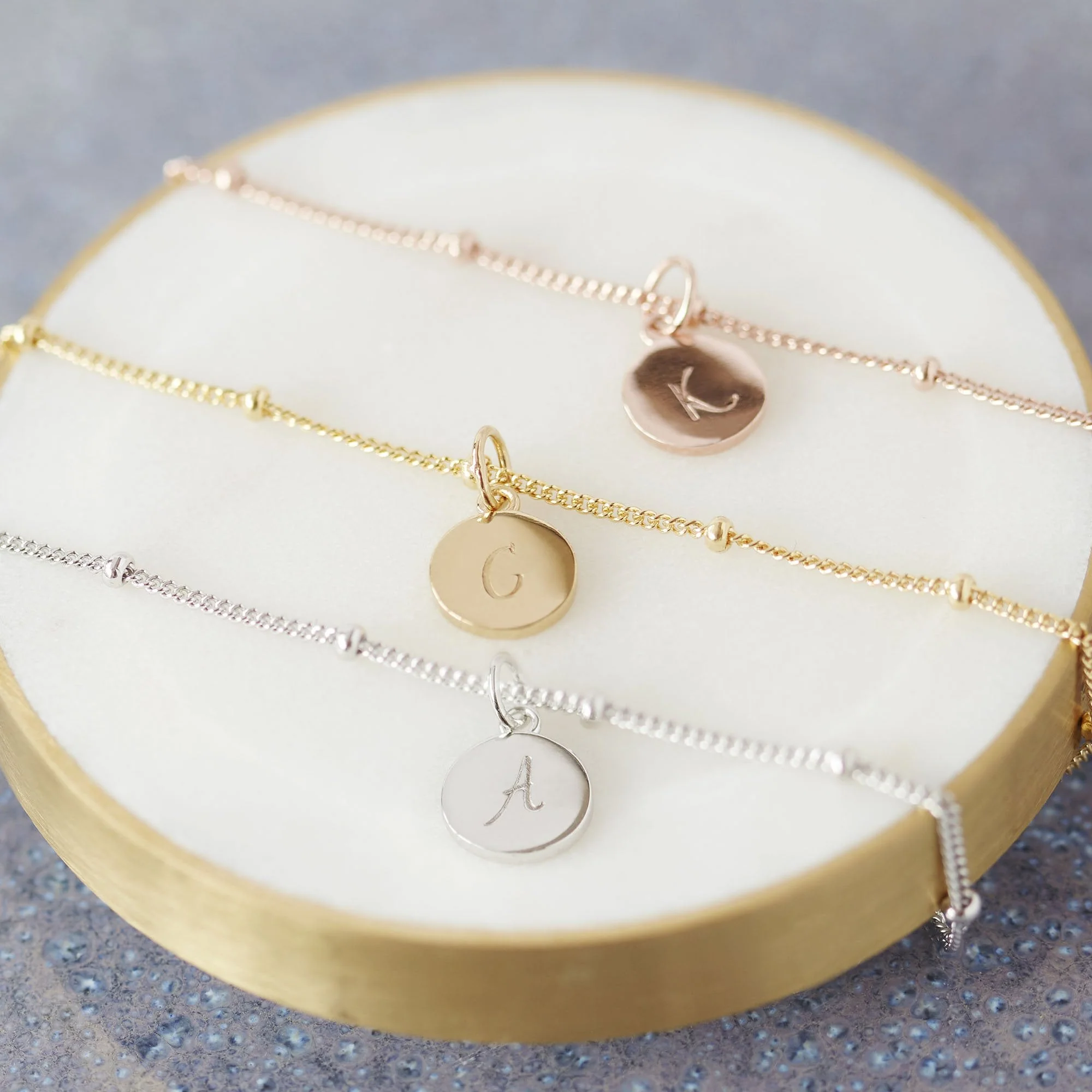 Mini Disc Initial Anklet Silver - Image 5