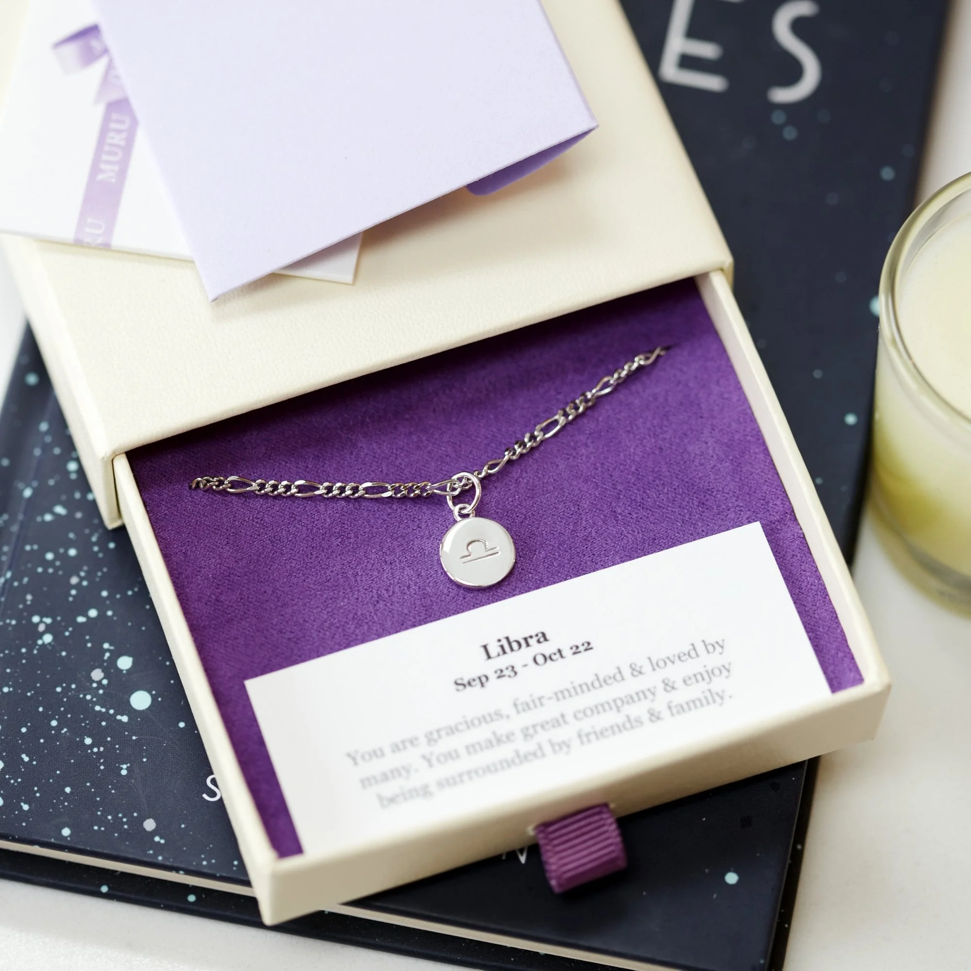 Zodiac Sign Figaro Chain Bracelet Silver - Image 3